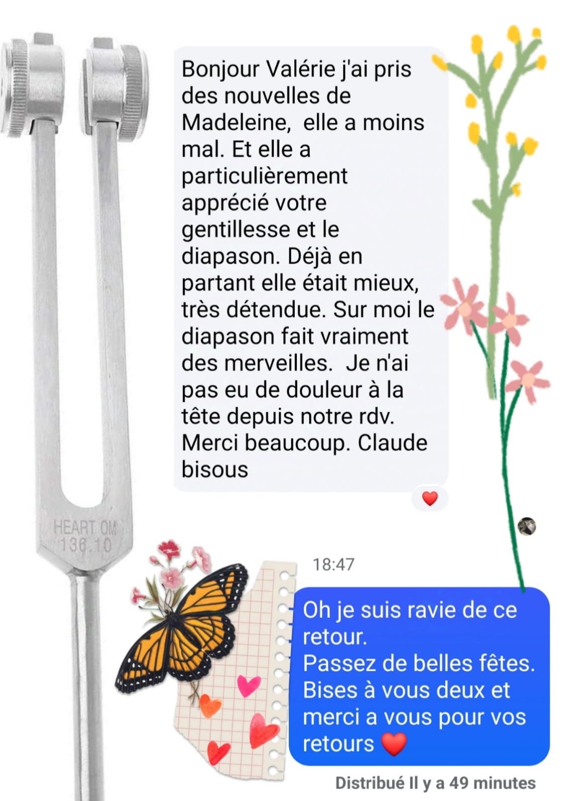 Une capture d'écran de retour client satisfait.